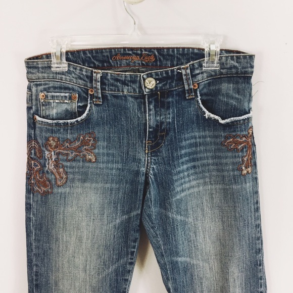 American Eagle Outfitters Jeans Y2K embroidered sequin low rise stretch boot - Picture 8 of 8